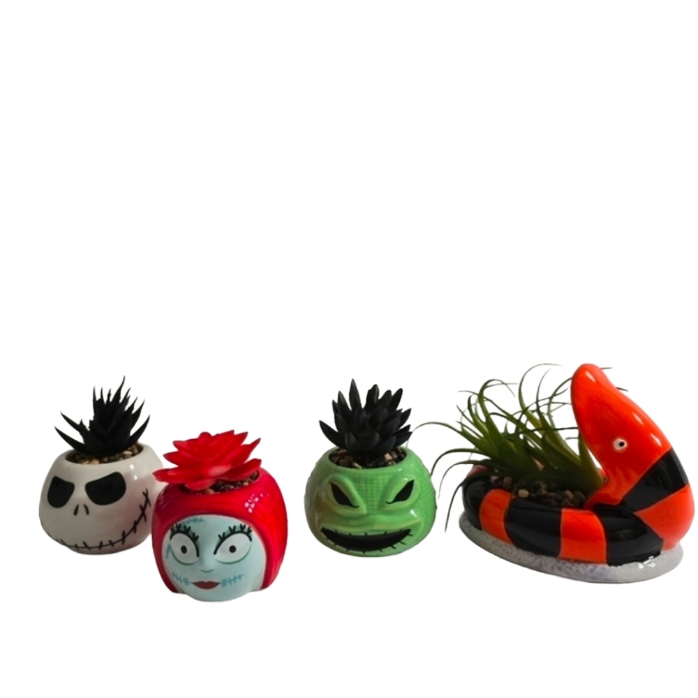 Disney NBC Nightmare Before Christmas Succulent Planters Set Jack Sally Oogie